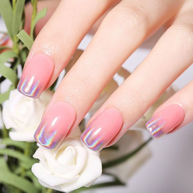 Pink Holographic Nail Design