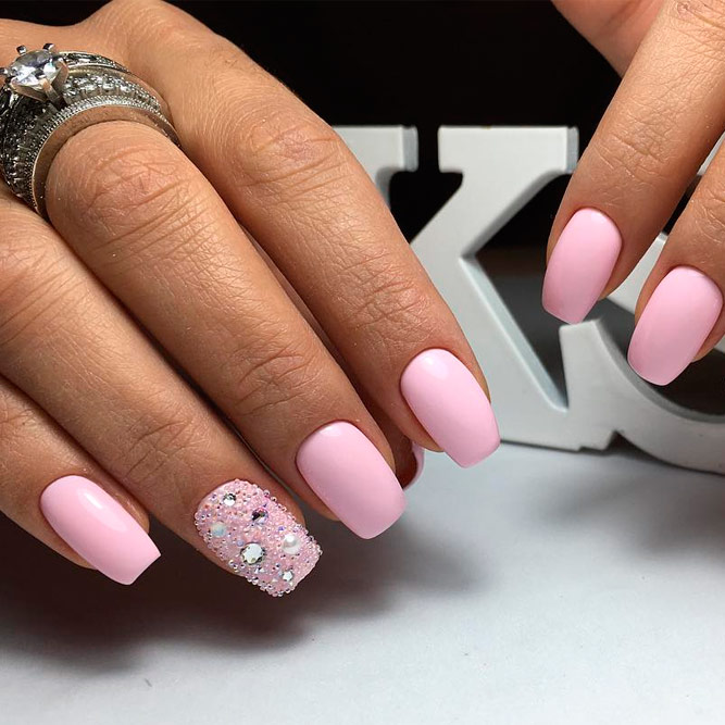 Pink Rhinestone nail art