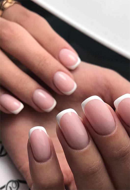 Classic Pink and White Nails