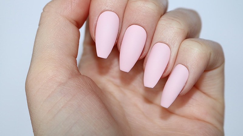 Matte Coffin Nails in Pink