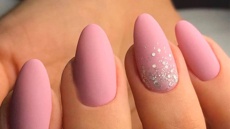 Matte Pink Almond Nails