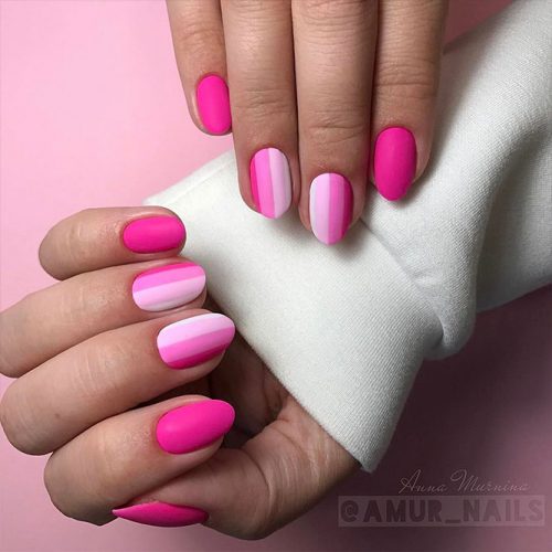 Matte Pink and White Nails