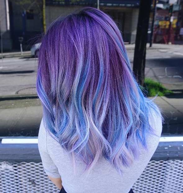 Twinkling Galaxy Blue and Purple Hair