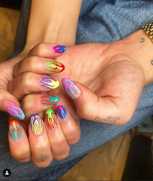 Multicolor Flame nails