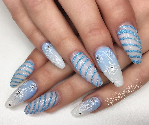Baby blue and white snowflake design