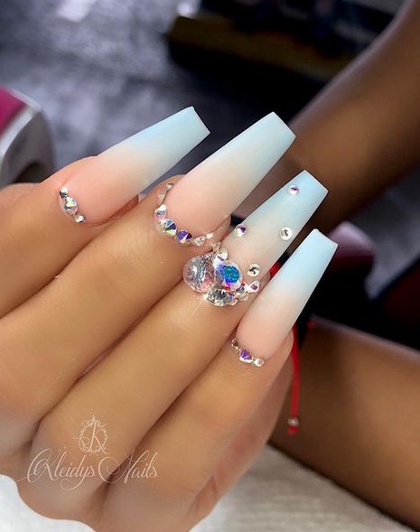 Blue ombre acrylic nails