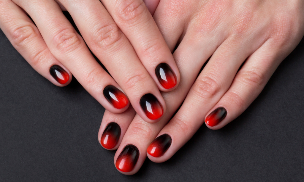 Black and red ombre nails