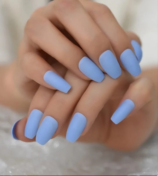 Matte blue ombre nails