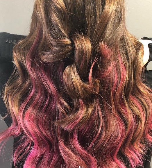Brown and pink hair
