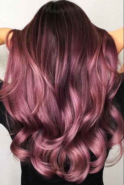 Brown and soft pink hair