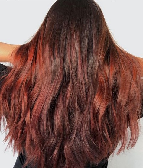 Chocolate brown and pink hair