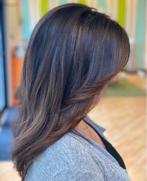 Chocolate brown hair with layers