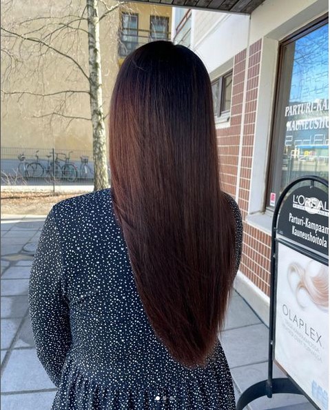 Chocolate brown long hair