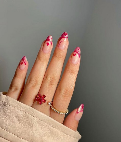 Glittery red tips