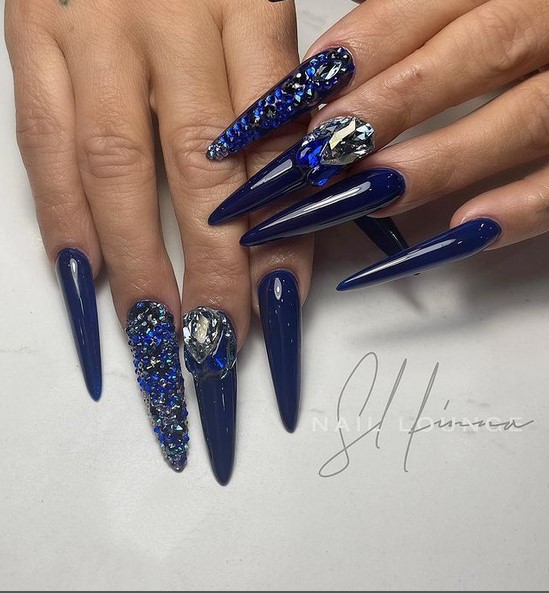 Midnight blue acrylic nails
