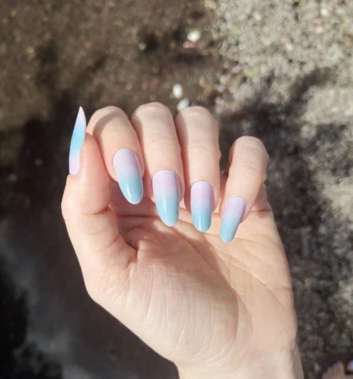Pink Blue Ombre Holographic Glitter Nail