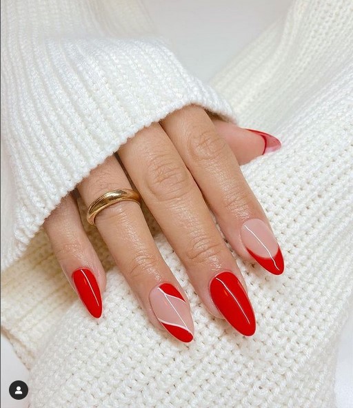 Red almond nails