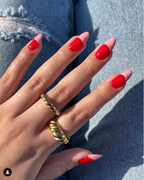 Red and pink nails