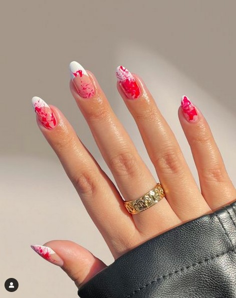 Red and white nails