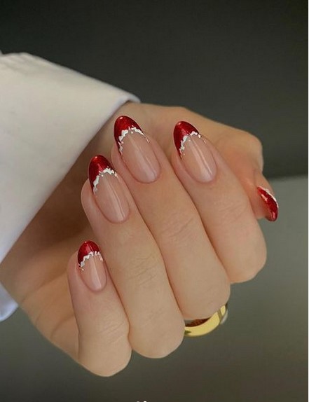 Red festive nails