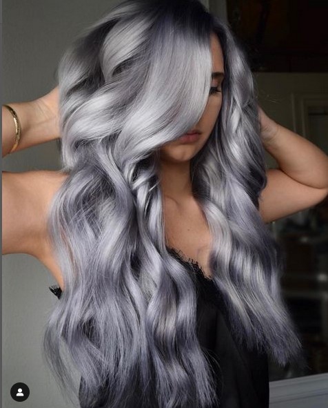 Silky shiny lavender hair