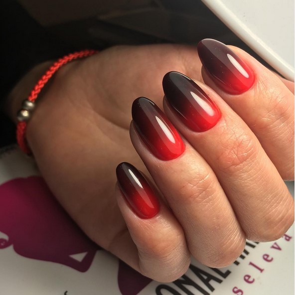 red and black almond nails